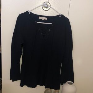 Wool knit sweater with a little peplum on sleeves